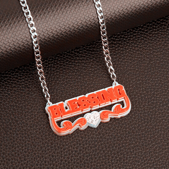 Personalized colorful name jewelry suppliers custom made acrylic laser cut necklace wholesale manufacturers
